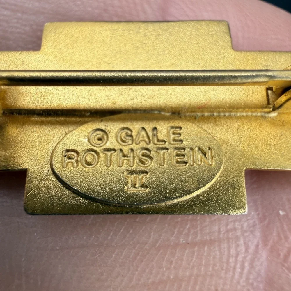Vintage Gale Rothstein II Brooch Gold Tone‎ Signed Abstract